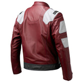 Kastanienbraune Café Racer-Lederjacke aus Schaffell mit Stehkragen für Herren